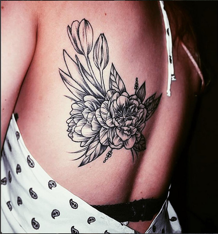 Tattoos - Vintage Floral on Back- Instagram @michaelbalesart - 121899